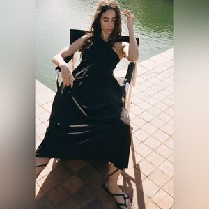 Zara Black Cross-Neck Maxi Dress